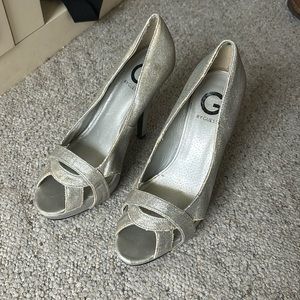 Silver High heels 4’ open toe